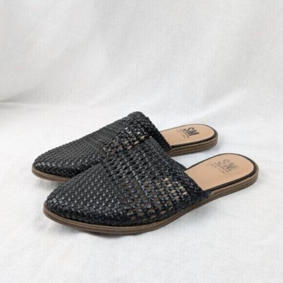 SM New york Black Reanne Woven Pointed Toe Mule Slip On Flats Size 7.5 Women - Picture 1 of 6